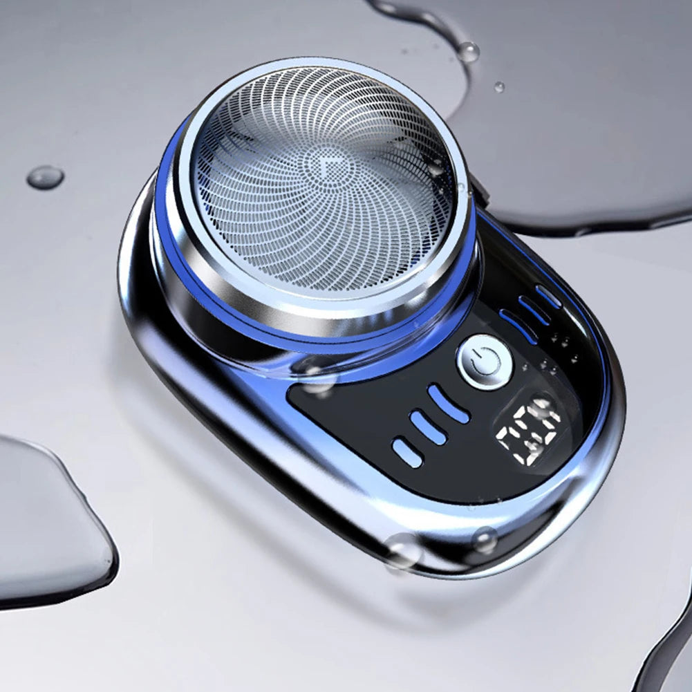 Men Mini Electric Travel Shaver USB Charging Face Beard Trimmer with Digital Display Rechargeable Shaver Washable Car Home Razor