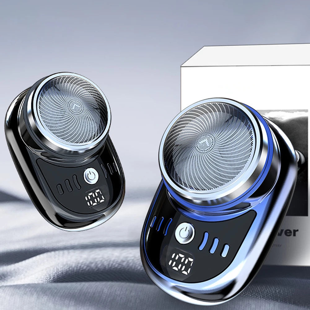 Men Mini Electric Travel Shaver USB Charging Face Beard Trimmer with Digital Display Rechargeable Shaver Washable Car Home Razor