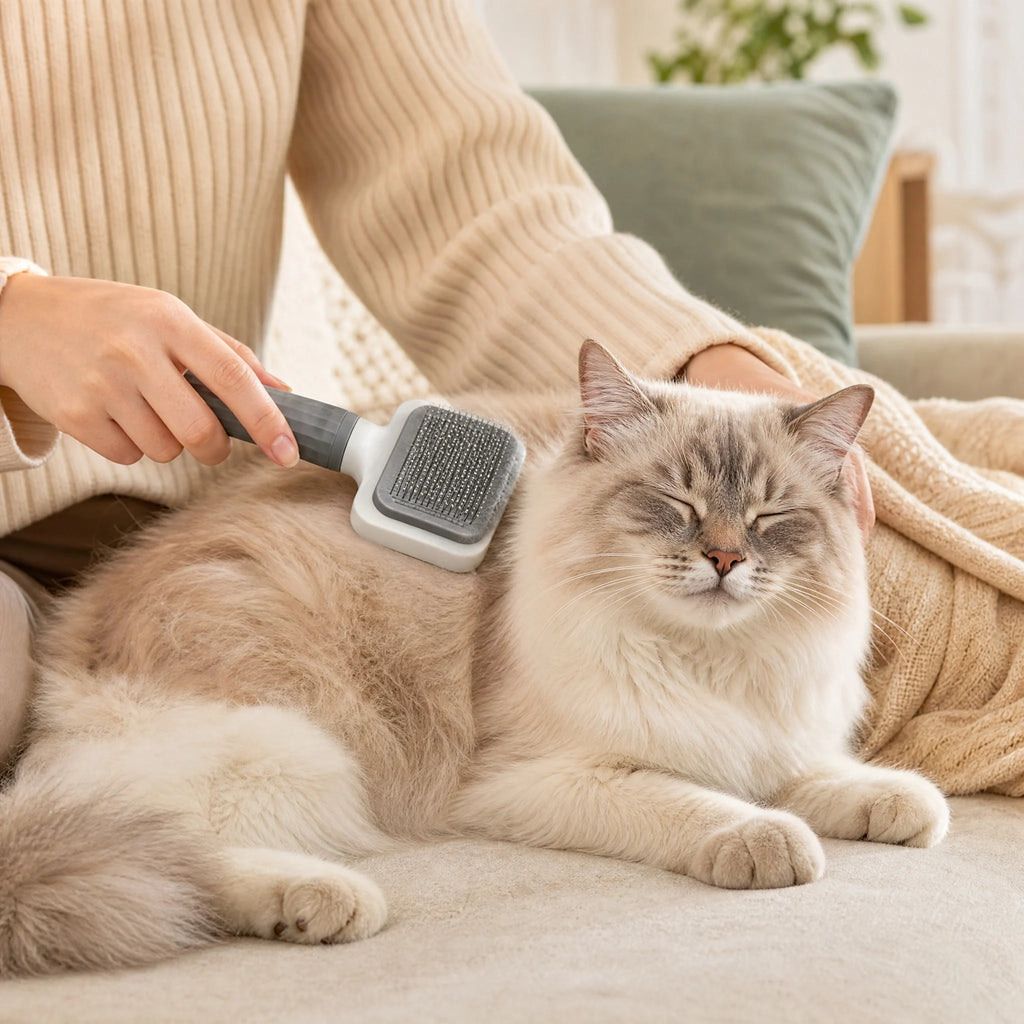 Universal Pet Detangling Brush, Massages Out Knots & Mats. 19cm, for Long/Short Hair, Soothing