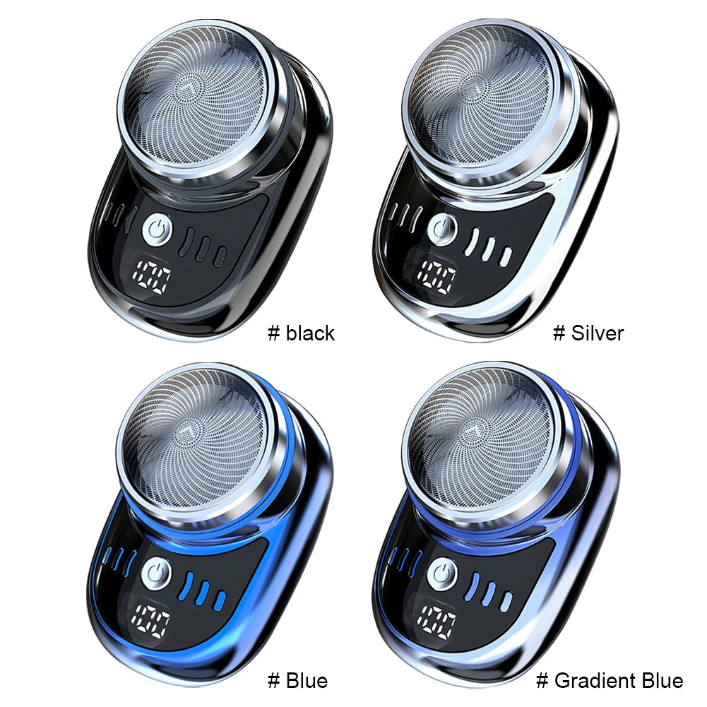 Men Mini Electric Travel Shaver USB Charging Face Beard Trimmer with Digital Display Rechargeable Shaver Washable Car Home Razor
