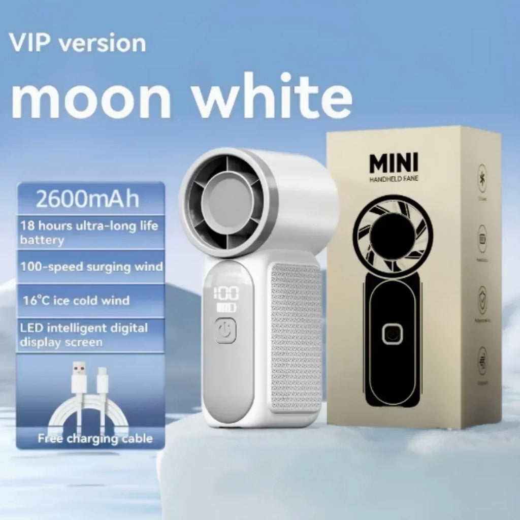 2026 New 100-Speed Mini Handheld Fan, High-Speed Turbo Blower, USB Rechargeable, Long-Lasting Portable Outdoor Cooling Fan