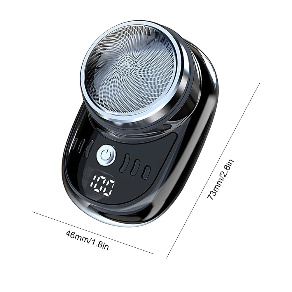 Men Mini Electric Travel Shaver USB Charging Face Beard Trimmer with Digital Display Rechargeable Shaver Washable Car Home Razor